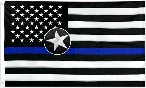 Miniatura 10 de Bandera de Estados Unidos con línea azul delgada de 4 x 6 pies, bandera de policía resistente, extremo de mosca cosido cuádruple, nailon 210D
