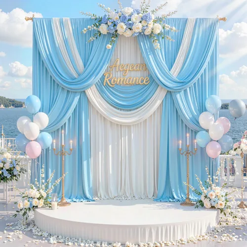 Miniatura 6 de Cortina de telón de fondo azul bebé de 10 x 8 pies sin arrugas para fiestas, cortinas de fondo de fotos de poliéster azul claro para cumpleaños