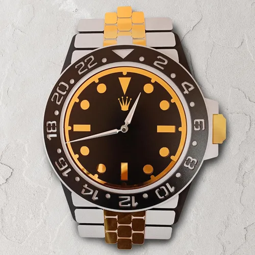 Miniatura 2 de Reloj de Pared Hecho a Mano con Temática de Rolex con Apariencia de Reloj de Pulsera, Reloj Analógico Grande y Silencioso, Reloj de Madera Grande
