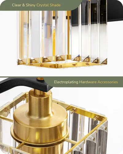 Miniatura 3 de EDISHINE Lámparas de baño, accesorios de iluminación de tocador de baño de cristal sobre el espejo, 2 luces de tocador para baño, tocador, base E26