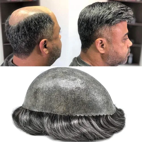 Miniatura 91 de Toupee for Men Hair Piece Real Human Hair Full Poly Skin Mens Toupee Mens Hair System Injected PU Hair System Invisible Hairpiece for