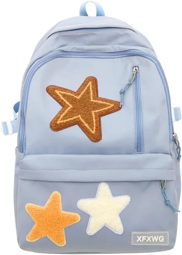 Miniatura 6 de Y2k - Mochila con colgante kawaii con diseño de estrellas estéticas, bonita bolsa para computadora portátil de preppy, suministros de regreso a