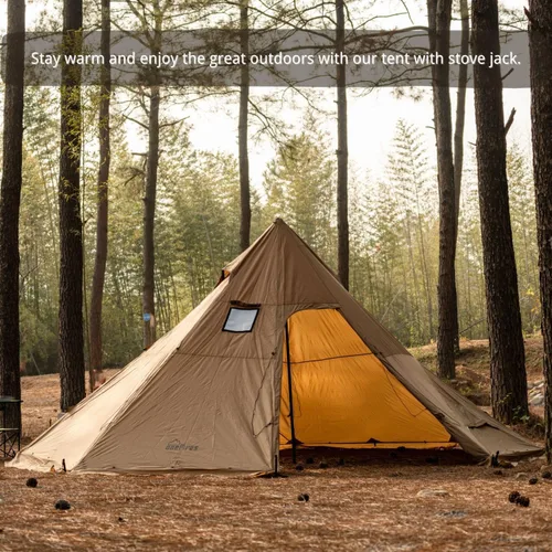 Miniatura 3 de Tienda Caliente con Toma para Estufa Onefires Tienda de Campaña Grande Tipo Tipi para Acampar en Familia al Aire Libre 4-8 Personas with Stove Jack