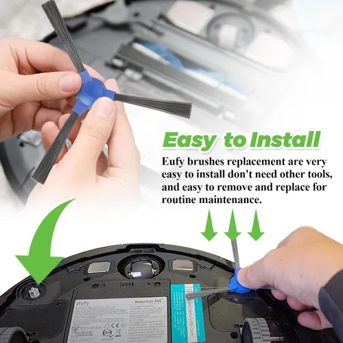 Miniatura 6 de Cepillo lateral - Repuesto para Eufy RoboVac 11S, 12, 15T, 15C, 25C, 30, 30C, 35C, 11S Max y 25C Max. G10, G20, G30, Edge, G30 Hybrid, Reemplazo