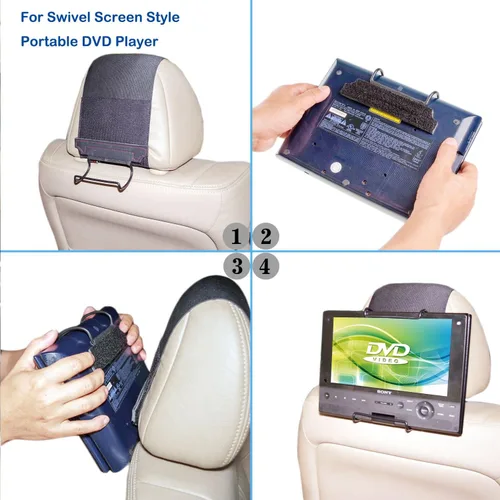 Miniatura 5 de TFY - Soporte de reposacabezas de coche para reproductor de DVD portátil Sylvania SDVD9805