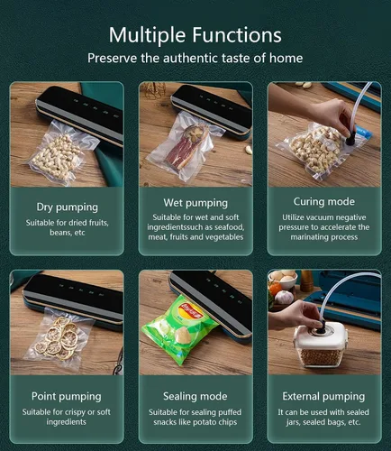 Miniatura 4 de Máquina selladora al vacío para conservación de alimentos, 6 modos con succión externa, 11 pulgadas de ancho de bolsa, diseño compacto para uso