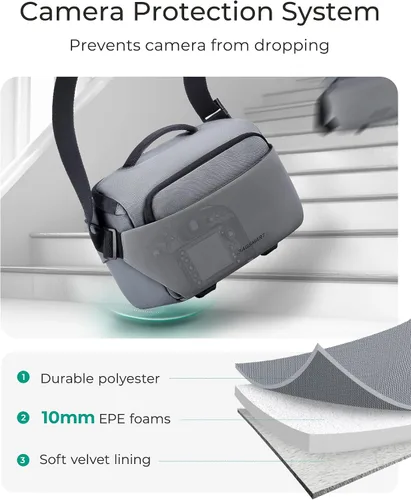 Miniatura 3 de BAGSMART - Bandolera para cámara pequeña, bolsos para cámara para fotógrafos con soporte para trípode, bolsas para cámara DSLR/SLR/sin espejo