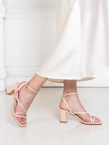 Miniatura 6 de Shoe'N Tale Strappy Heels for Women Block Chunky Heels Open Square Toe Ankle Strap Buckle Sandals