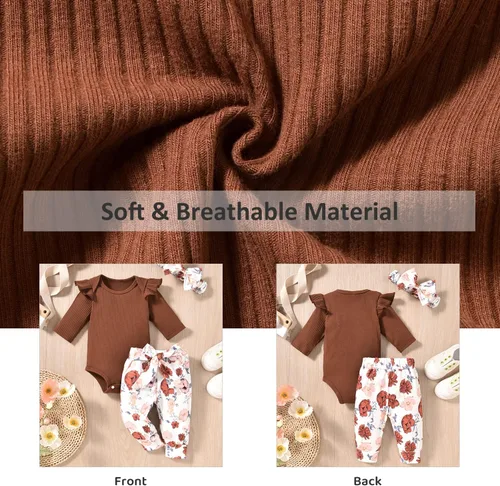 Miniatura 87 de Aalizzwell Conjunto de mameluco acanalado para bebé recién nacido prematuro para otoño e invierno
