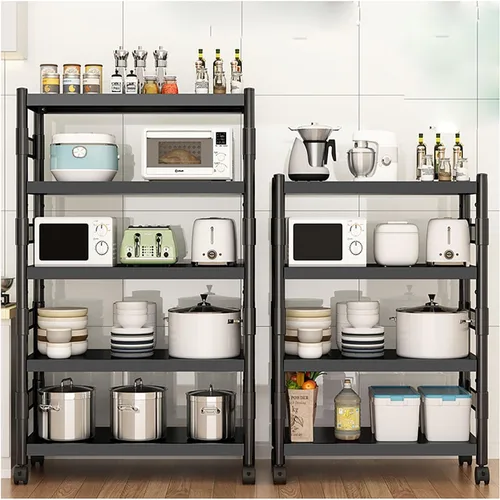 Miniatura 8 de Estantes Estante de cocina piso multifunción horno microondas estante de almacenamiento simple hogar móvil multi-capa ollas y sartenes estante