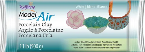 Sculpey Air-Dry Porcelain™ White, no tóxico, arcilla seca al aire, barra de 1.1 libras, ideal para flores de aspecto realista, escultura intrincada