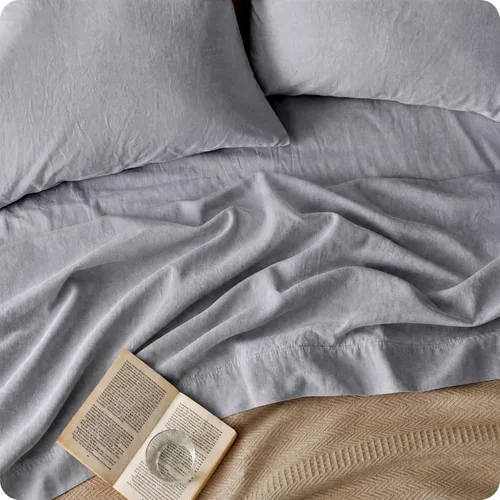 Miniatura 11 de Bedsure Sábanas de cama tamaño King, juego de sábanas de algodón y lino, antipilling, ultrasuaves y transpirables, sábanas bajeras King con bolsillo