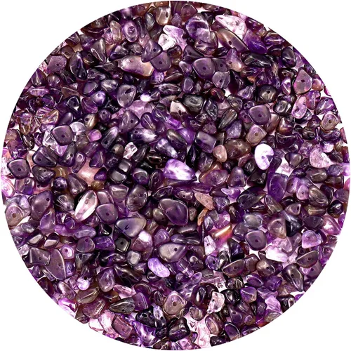 420 cuentas de piedra con virutas amatista, piedras preciosas irregulares de cristal curativo, cuentas sueltas de cristal triturado con caja de