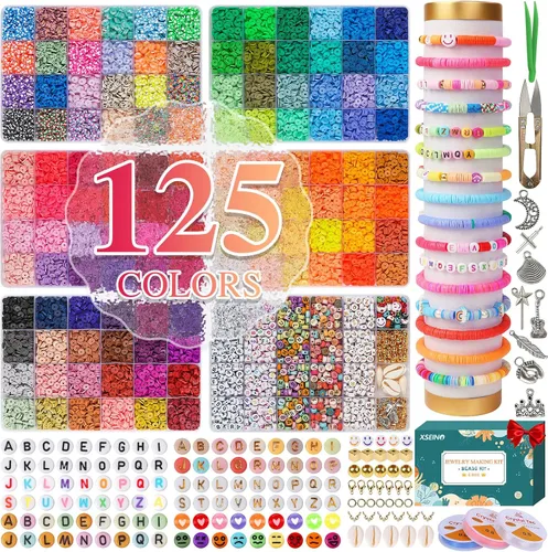 Miniatura 10 de XSEINO 46000 cuentas de arcilla, 216 colores, 10 cajas de cuentas de arcilla, 5 estilos de cuentas de letras, con accesorios de fabricación rica y 3