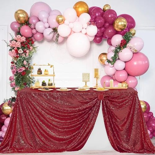 Miniatura 36 de Manteles redondos de lentejuelas negros para fiestas, de 121,9 cm, mantel redondo de purpurina ajustado, pequeño, lindo y dulce, para boda