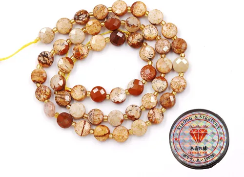 Miniatura 58 de Cuentas de piedras preciosas para la fabricación de joyas, cuentas de monedas facetadas de piedra natural piedra de sangre africana de 0.236 in