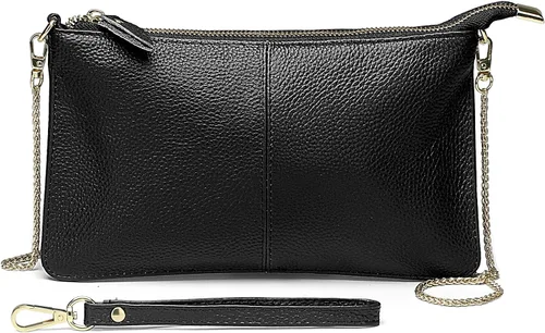 Miniatura 8 de Uromee Cartera de mano para mujer, de piel auténtica, con cadena de hombro desmontable