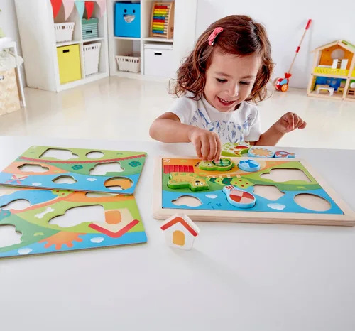 Miniatura 3 de Hape 3 – 1 Kids Pepe & Friends – Puzzle de madera Puzzle (3 piezas)