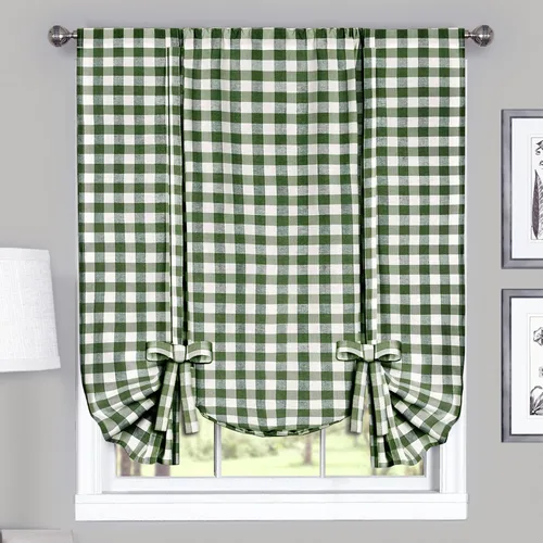 Miniatura 12 de Achim Home Furnishings - Cortina de ventana a cuadros de un solo paño, 42 x 63 pulgadas, blanca y negra