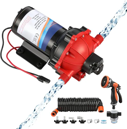 Miniatura 9 de Bomba de agua RV de 12 V 5.5 GPM 55 PSI con tanque acumulador de 0.75 L, sistema de bomba de presión de agua silenciosa máxima de 125 PSI para Azul
