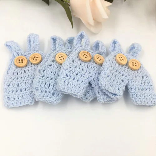 Miniatura 4 de 10 piezas mini ganchillo de punto general Jumper Favores Baby Shower Bautismo Bautizo Party Favores (azul)