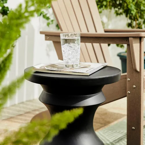 Miniatura 7 de Giltzhome Taburete decorativo antiguo de jardín, 18.25 pulgadas de alto, mesa de acento de ajedrez resistente, mesa auxiliar, soporte para maceta