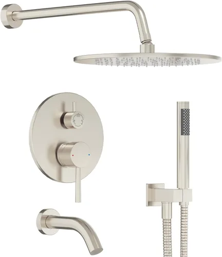 Miniatura 11 de Gabrylly Brushed Gold Shower System with Rough-in Valve, 10 Inch Wall Mounted High Pressure Rainfall Shower Head with Handheld Combo, Luxury All