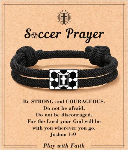 Miniatura 8 de Tarsus Regalos de béisbol/fútbol/fútbol para niños, pulsera trenzada de cruz de fe, regalos de cumpleaños de Navidad para niños y hombres