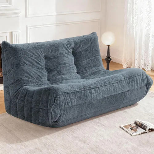 Miniatura 109 de Puf para adultos, silla puf grande, sillón con relleno de espuma viscoelástica para el hogar, apartamento o sala de juegos, gris afelpado Felpa gris