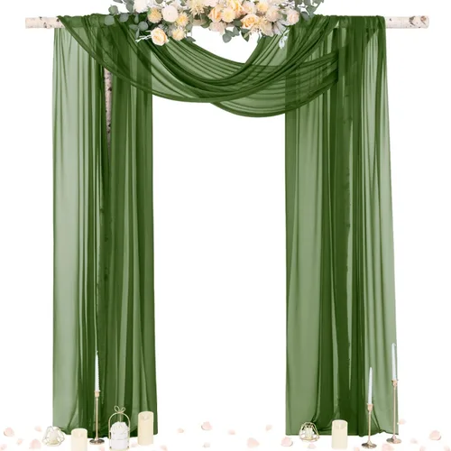 Miniatura 6 de Socomi Tela Transparente de Terracota para Decoración de Bodas Otoñales, Tela de Drapeado 29" x 20 Pies, 1 Panel, Cortina para Arco Exterior