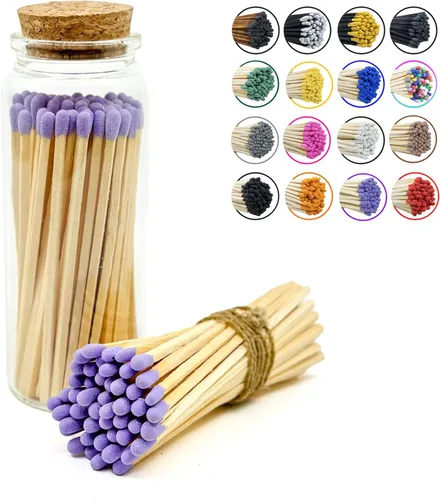 Miniatura 26 de Chandler Studio Fósforos en un frasco Más de 60 cerillas Fósforos decorativos con almohadilla de encendido Encendedor de velas largo