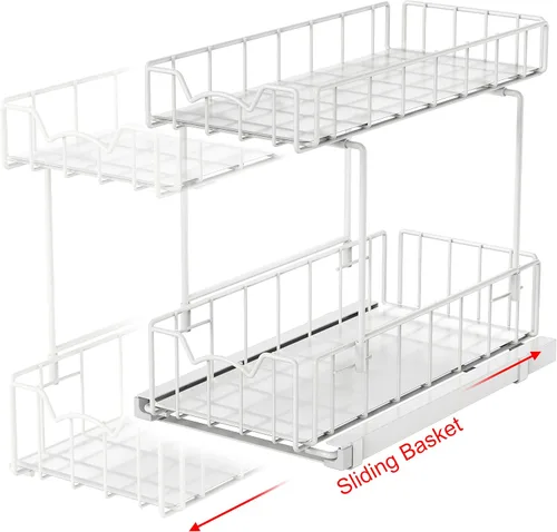 Miniatura 3 de Simple Houseware - Cajón organizador de cajones deslizantes de 2 niveles para especias, blanco
