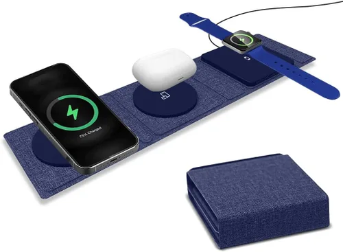 Miniatura 12 de ZTAR Cargador de viaje inalámbrico 3 en 1 para iPhone 16/15/14/13/12, Samsung Galaxy con capacidades inalámbricas, auriculares y Apple Watch