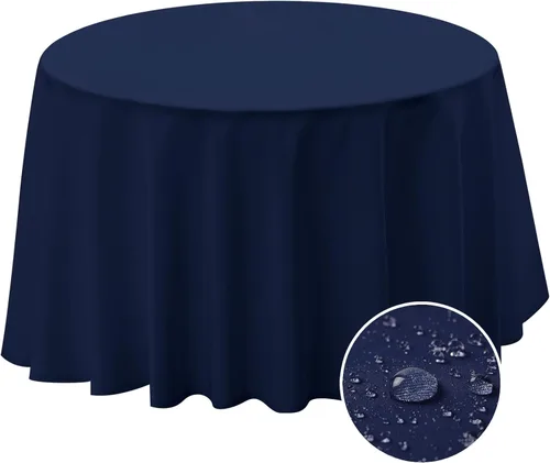 Miniatura 11 de BYDOLL Mantel redondo de 48 pulgadas para mesa de máximo 38 pulgadas de diámetro, poliéster burdeos, lavable, sin arrugas, a prueba de derrames