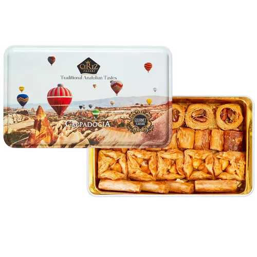 Miniatura 4 de Cerez Pazari Baklava Pastelería de 8.5 onzas, caja de regalo de Baklava con ricos pistachos, nueces, avellanas y anacardos, Shatila Baklava Halal