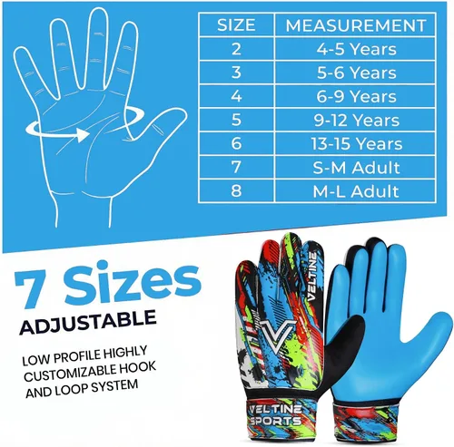 Miniatura 7 de Guantes de portero de fútbol para niños, jóvenes y adultos, guantes de portero de fútbol con protección doble en la muñeca y palmas de látex Cian