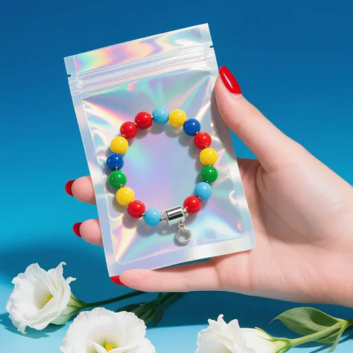 Miniatura 6 de Bolsas holográficas, bolsas resellables a prueba de olores de 3 x 4 pulgadas para alimentos, pequeñas empresas y fiestas (100 unidades)