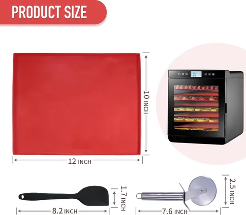 Miniatura 5 de 8 bandejas deshidratadoras de silicona para cuero de frutas de 12 x 10 pulgadas, alfombrillas deshidratadoras antiadherentes con borde para frutas