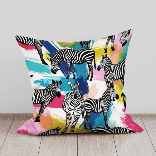 Miniatura 6 de Juego de 2 fundas de almohada cuadradas decorativas para sofá y cama, diseño de cebra tropical, selva tropical, color negro y blanco, para hombres