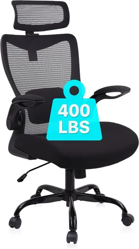 CLATINA Silla de oficina ergonómica de malla resistente de 400 libras, silla de escritorio grande y alta con soporte lumbar ajustable y