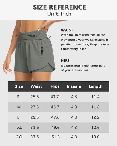 Miniatura 6 de YEZII Pantalones cortos de correr de cintura alta para mujer, pantalones cortos de entrenamiento atlético, de secado rápido, con bolsillos