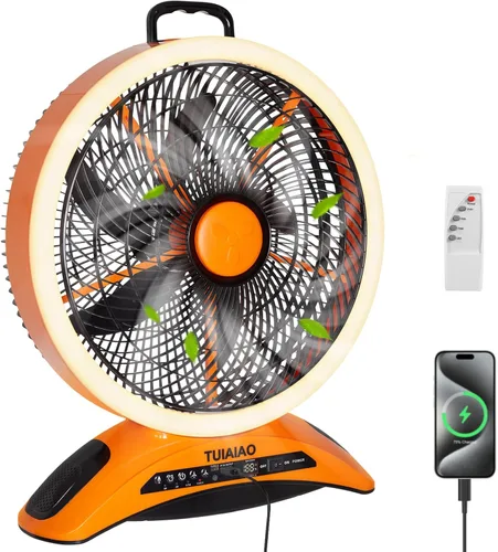 Miniatura 13 de Ventilador de campamento con batería de 45000 mAh con LED, aspas grandes de 12 pulgadas, ventilador portátil recargable de alta velocidad