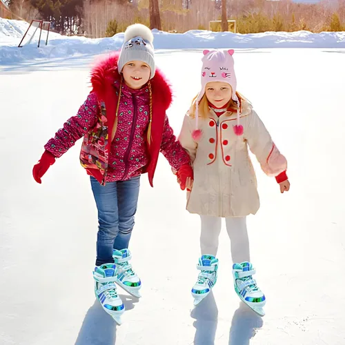 Miniatura 7 de Patines de Hielo Ajustables, Patines de Hielo de Cuchilla Lisa para Edades 3-12, Patines de Hielo con Forro Cómodo para Principiantes Niños y Niñas