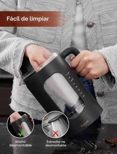 Miniatura 6 de Hervidor Eléctrico de Té, INTASTING - Hervidor Eléctrico de Vidrio con Infusor de Té y Control de Temperatura Preciso, 1200W de Calentamiento Madera