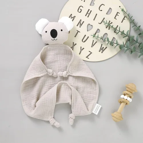 Miniatura 3 de LAWKUL Baby Lovey - Manta de seguridad de muselina de algodón orgánico, suave, transpirable, para bebés, niños y niñas, unisex, koala, beige