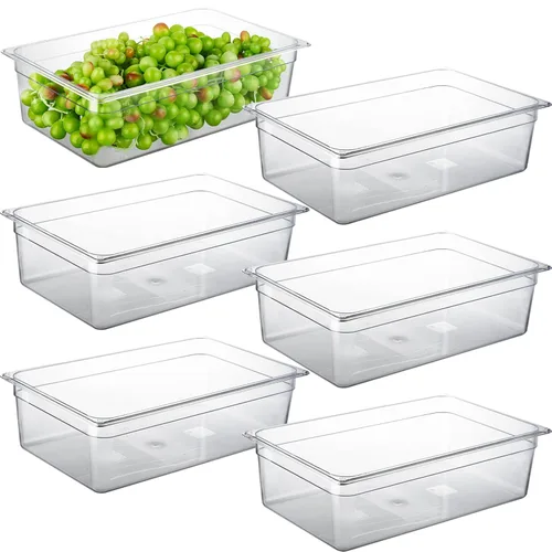 Miniatura 14 de CURTA Paquete de 6 bandejas de comida NSF, tamaño medio de 2 1/2 pulgadas de profundidad, plástico de policarbonato comercial transparente apto