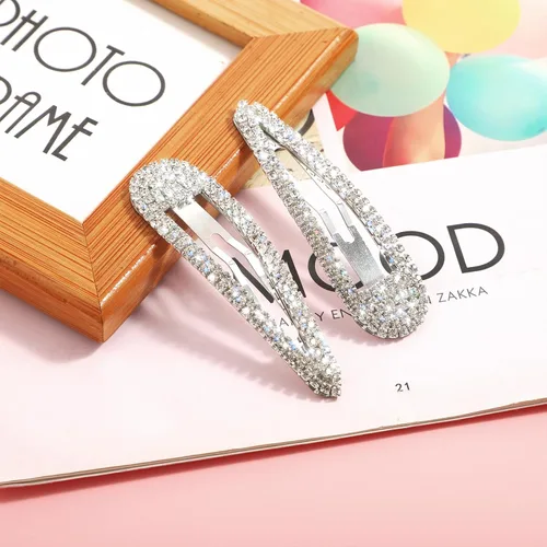 Miniatura 5 de WLLHYF 2 pinzas para el cabello con diamantes de imitación, horquillas de metal a presión, pasadores para el cabello con brillantina, pasadores