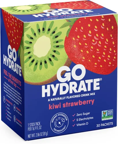 GoHydrate Paquetes de polvo de hidratación instantánea, mezcla de bebidas con electrolitos bajos en sodio, apoyo de hidratación natural, bebida en