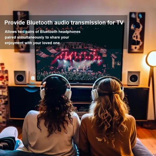 Miniatura 2 de Receptor transmisor Bluetooth 5.3 para hasta 2 auriculares, adaptador de audio auxiliar de 0.138 in de doble enlace, transmisor inalámbrico Negro