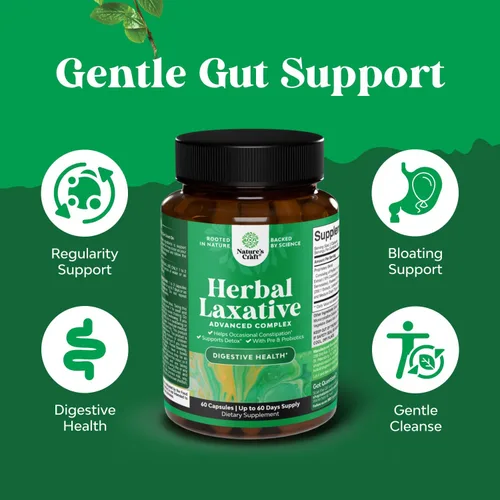 Miniatura 5 de Cápsulas laxantes herbales con probióticos – píldoras laxantes naturales para limpiar el colon y apoyar el sistema digestivo con polvo de cáscara